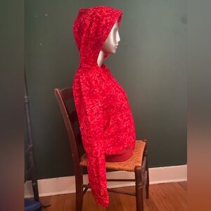 A.P. C. -CROPPED RED PRINT BOMBER- VINTAGE 90s/ FRENCH DESIGN/MADE-FALL IDEAL